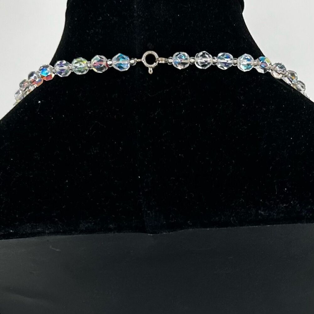 Vtg AB Aurora Borealis Beaded Necklace 48" Clear Single Strand Faceted Beads - Picture 5 of 8